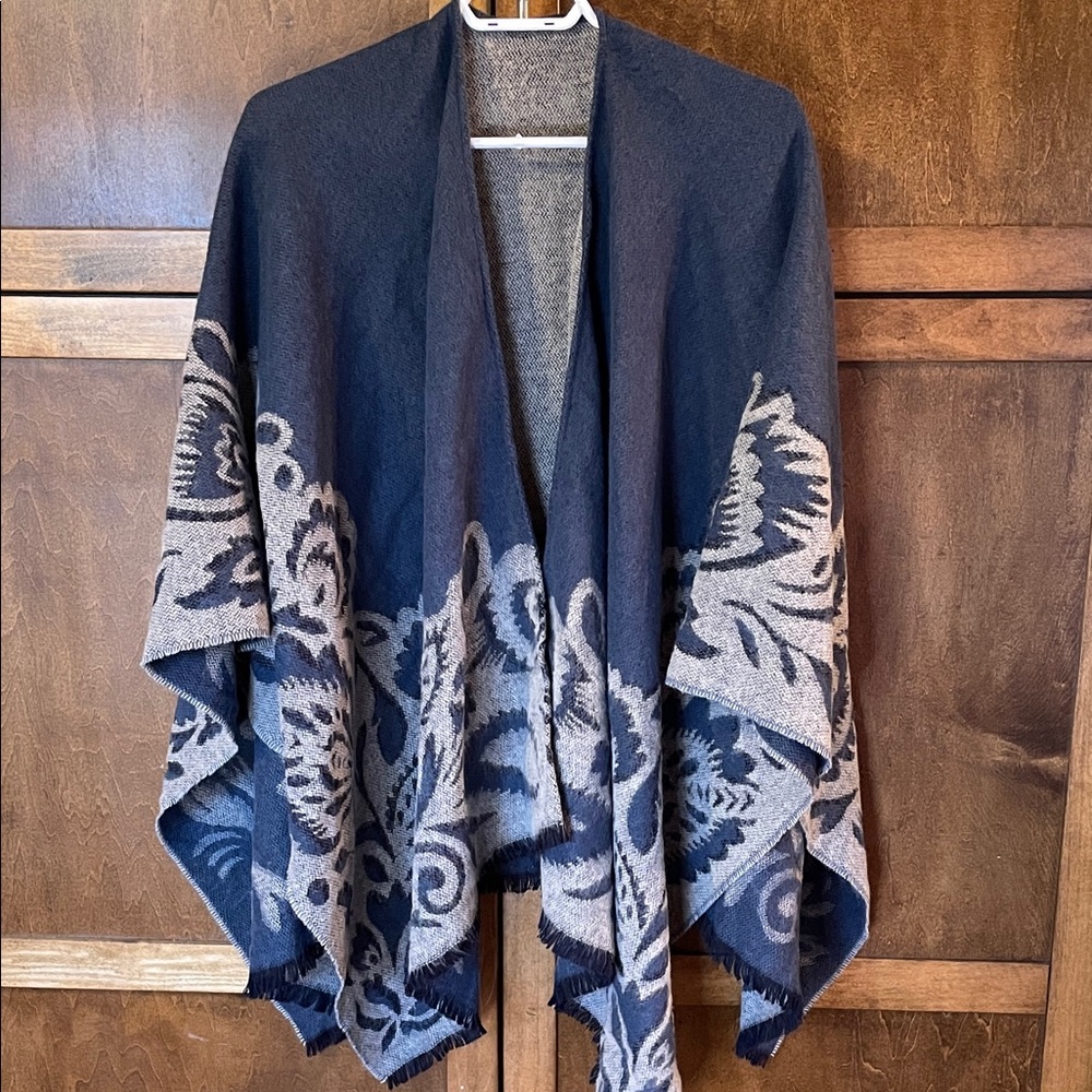 Navy Blue Floral Patterned Wrap